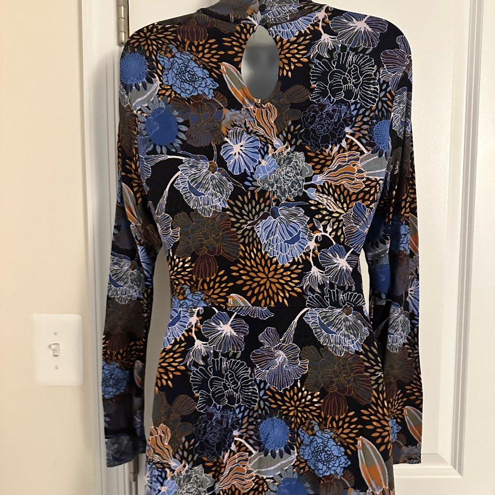 H&M Floral Long Sleeve Dress - Black and Blue